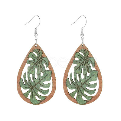 Wood Dangle Earrings for Women WG26A13-03-1