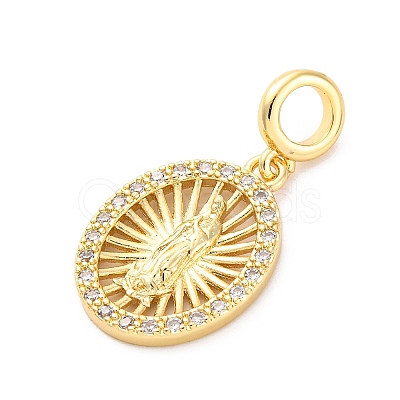 Brass Clear Cubic Zirconia European Dangle Pendants KK-D325-28G-09-1