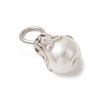 Round Imitation Pearl Acrylic  Pendants PALLOY-JF04002-02-1