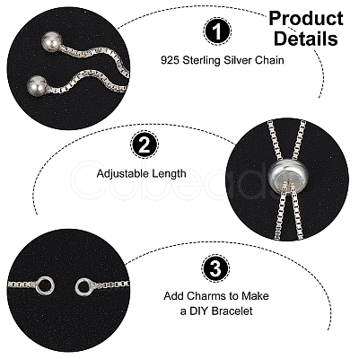 2Pcs 925 Sterling Silver Chain Link Bracelet Making MAK-BBC0001-02-1