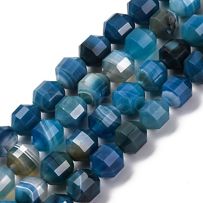 Natural Banded Agate(Dyed & Heated) Beads Strands G-C171-D01-01-1