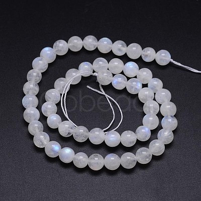 Natural Rainbow Moonstone Round Bead Strands G-M263-D-02-1