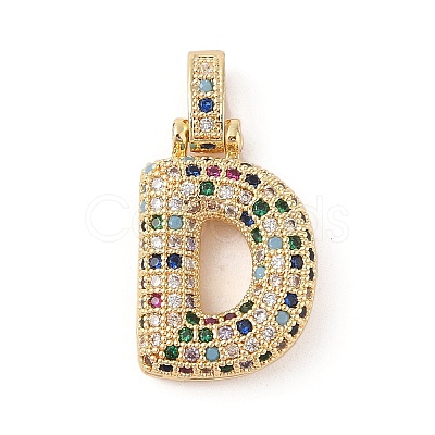 Brass Micro Pave Cubic Zirconia Pendants ZIRC-P121-01G-D-1
