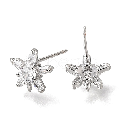 Brass Pave Cubic Zirconia Stud Earring Findings CU-CBAE189-04P-1