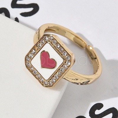 Brass Micro Pave Cubic Zirconia Cuff Rings RJEW-H256-12G-1