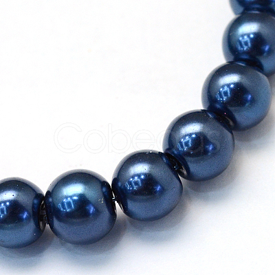 Baking Paint Pearlized Glass Pearl Round Bead Strands HY-Q330-8mm-15-1
