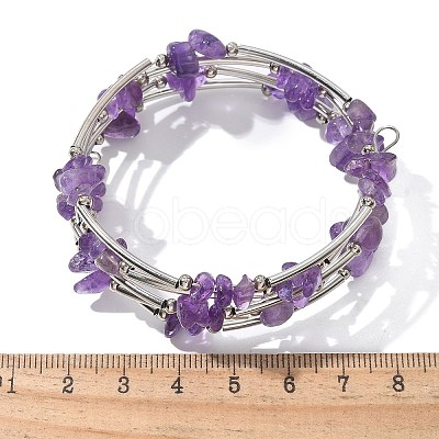 Natural Amethyst Chip Warp Bracelets X-BJEW-JB01517-02-1