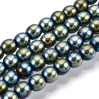 Non-magnetic Synthetic Hematite Beads Strands G-S096-4mm-1-1