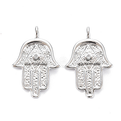 Brass Micro Pave Clear Cubic Zirconia Pendants KK-S356-539P-NF-1