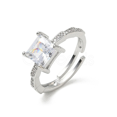 Brass & Clear Cubic Zirconia Finger Rings CU-CBA7E55-09P-1