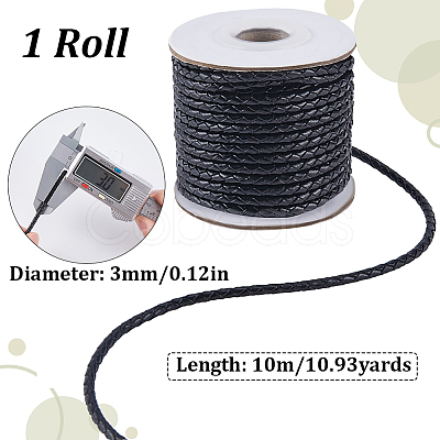1 Roll 10M Round Braided Cowhide Cords WL-SC0001-03A-1