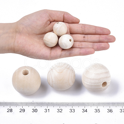 Natural Unfinished Wood Beads WOOD-S651-A25mm-LF-1