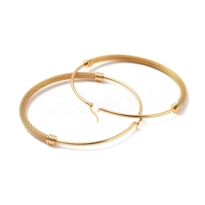 PVD Vacuum Plating 201 Stainless Steel Mesh Chain Shape Big Hoop Earrings with 304 Stainless Steel Pin for Women EJEW-F280-21A-G-1