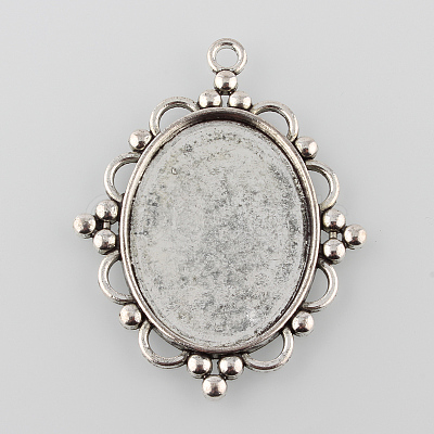 Tibetan Style Pendant Cabochon Settings X1-TIBEP-K020-28AS-1