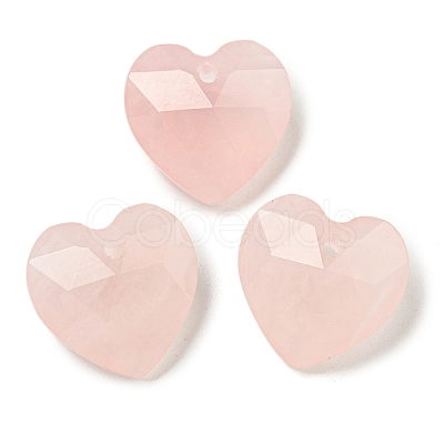 Natural Rose Quartz Faceted Heart Charms G-G123-01D-1