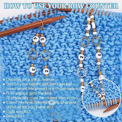 Acrylic Beaded Knitting Row Counter Chains HJEW-AB00591-1
