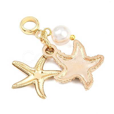 5Pcs 5 Colors Double Starfish Alloy Enamel European Dangle Charms PALLOY-JF04458-1