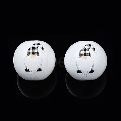 Painted Natural Wood Round Beads WOOD-N006-180B-1