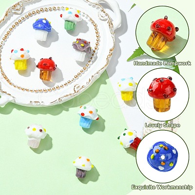 10Pcs 10 Colors Handmade Bumpy Lampwork Beads LAMP-CJ0002-16-1