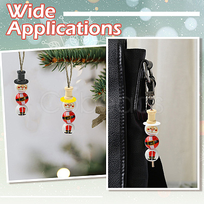 120Pcs 8 Styles Christmas Santa Claus Theme Spray Painted Schima Wood Beads WOOD-CJ0002-60-1