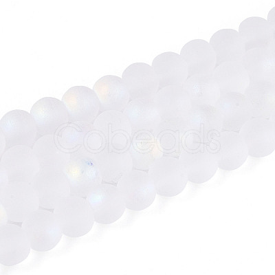 Frosted Imitation Jade Glass Beads Strands GLAA-T032-J6mm-MBB02-1