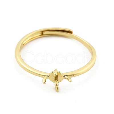 Flat Round Brass Adjustable Ring Settings LS-KK-G527-01B-G-1