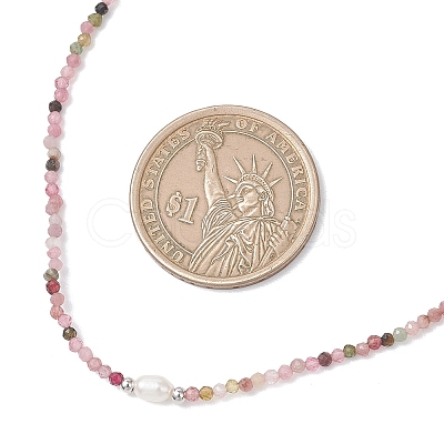 2MM Faceted Round Natural Multicolor Tourmaline Beaded Necklaces NJEW-JN05918-04-1