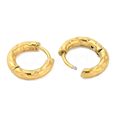 Ion Plating(IP) 304 Stainless Steel Textured Huggie Hoop Earrings LS-EJEW-G374-02A-G-1