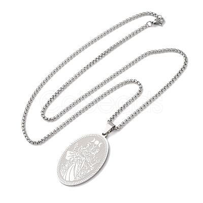 304 Stainless Steel Pendant Necklaces NJEW-B153-02C-P-1