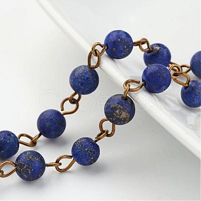 Handmade Natural Lapis Lazuli Beaded Chains AJEW-JB00229-01-1