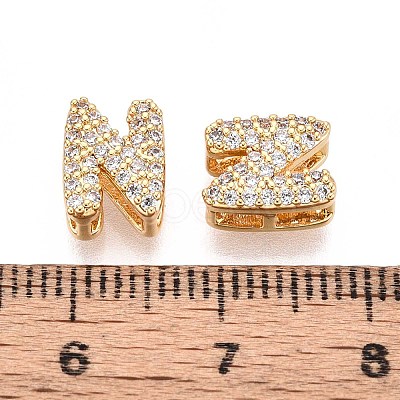 Brass Micro Pave Clear Cubic Zirconia Beads KK-T071-17G-N-1