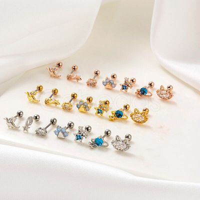 316L Stainless Steel Cubic Zirconia Cartilage Earrings for Women WGF6ABA-02-1
