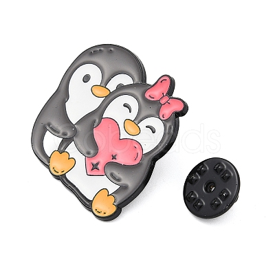 Cute Animal Hug with Heart Enamel Pins PALLOY-D361-01EB-01-1