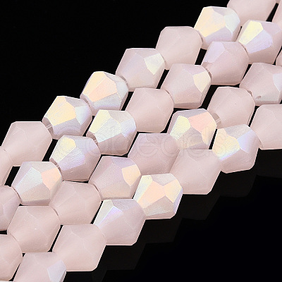 Imitation Jade Bicone Frosted Glass Bead Strands X-EGLA-A039-J6mm-MB07-1