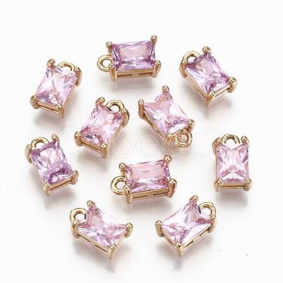 Brass Glass Rhinestone Pendants GLAA-S179-21G-RS-1