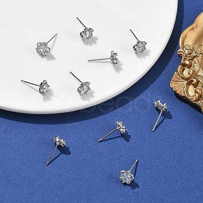 SHEGRACE Brass Micro Pave Cubic Zirconia Stud Earrings XGRQ4N865-721P-1