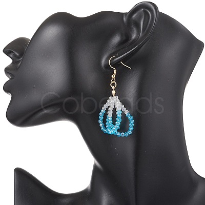 304 Stainless Steel Glass Flower Dangle Earrings EJEW-JE06721-1
