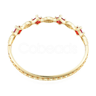 Cubic Zirconia Rhombus & Horse Eye Hinged Bangle BJEW-N012-046-1
