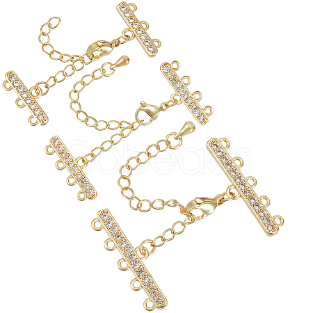 3 Sets 3 Style Brass Micro Pave Clear Cubic Zirconia Chain Extender KK-BBC0012-50-1