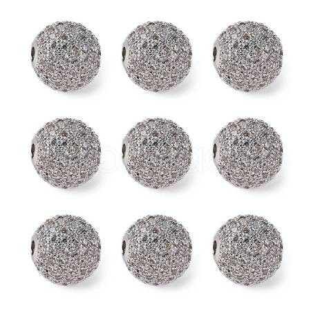 Brass Cubic Zirconia Beads ZIRC-F001-15P-1
