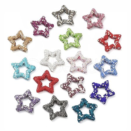 Star Shape Polymer Clay Rhinestone Beads CLAY-NH0001-06-1