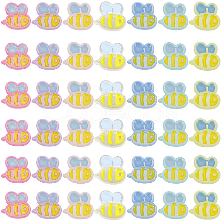 42Pcs 7 Colors Transparent Acrylic Beads MACR-SC0001-98-1