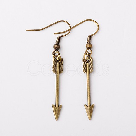 Tibetan Style Alloy Arrow Earrings EJEW-JE01117-1