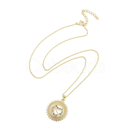 Brass Micro Pave Clear Cubic Zirconia Pendant Necklaces NJEW-Z035-02B-G-1