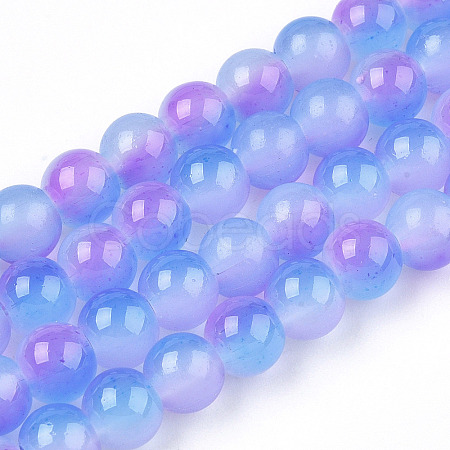 Baking Paint Imitation Jade Glass Round Bead Strands DGLA-N003-10mm-01-1