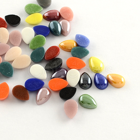 Pearlized Plated Opaque Glass Cabochons PORC-S778-8x12-M-1