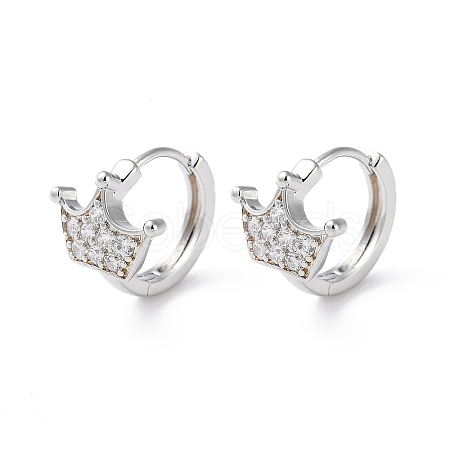 Brass Micro Pave Cubic Zirconia Hoop Earrings EJEW-P259-04P-1