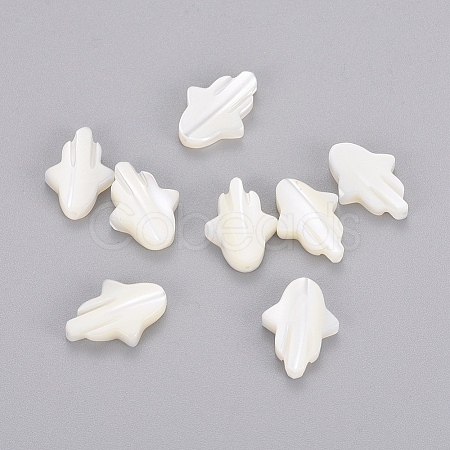 Hamsa Hand/Hand of Fatima/Hand of Miriam Natural White Shell Beads LS-BSHE-L008-02-1