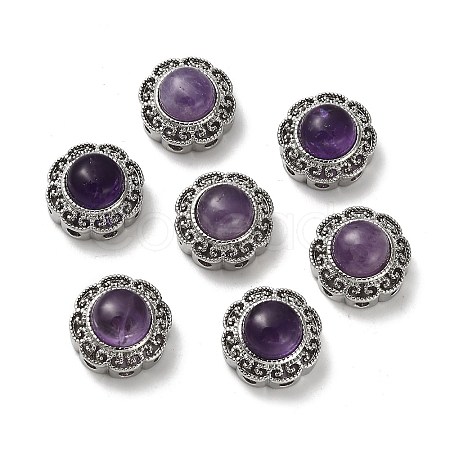Brass Pave Natural Amethyst Multi-Strand Links KK-D366-01P-A-1