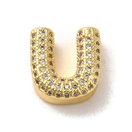 Brass Micro Pave Clear Cubic Zirconia Charms ZIRC-C009-01G-U-1